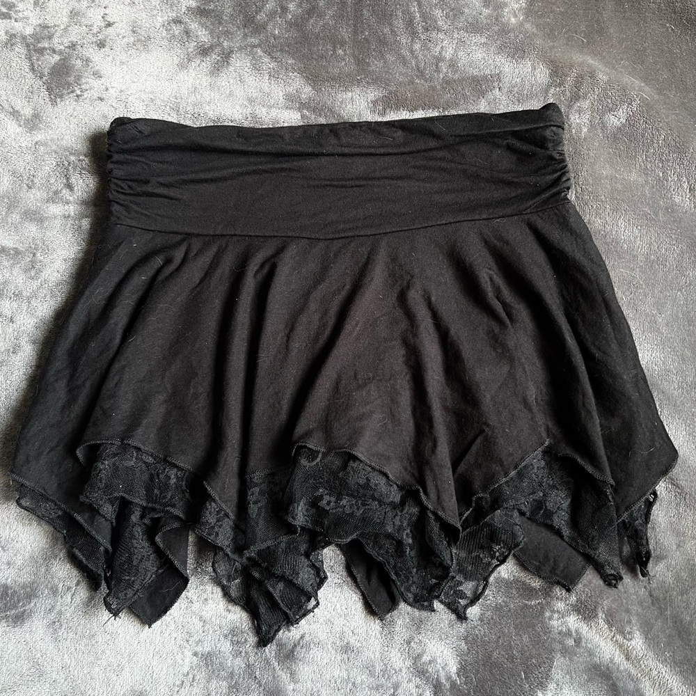 Black Women's Skirt with Layered Hem
